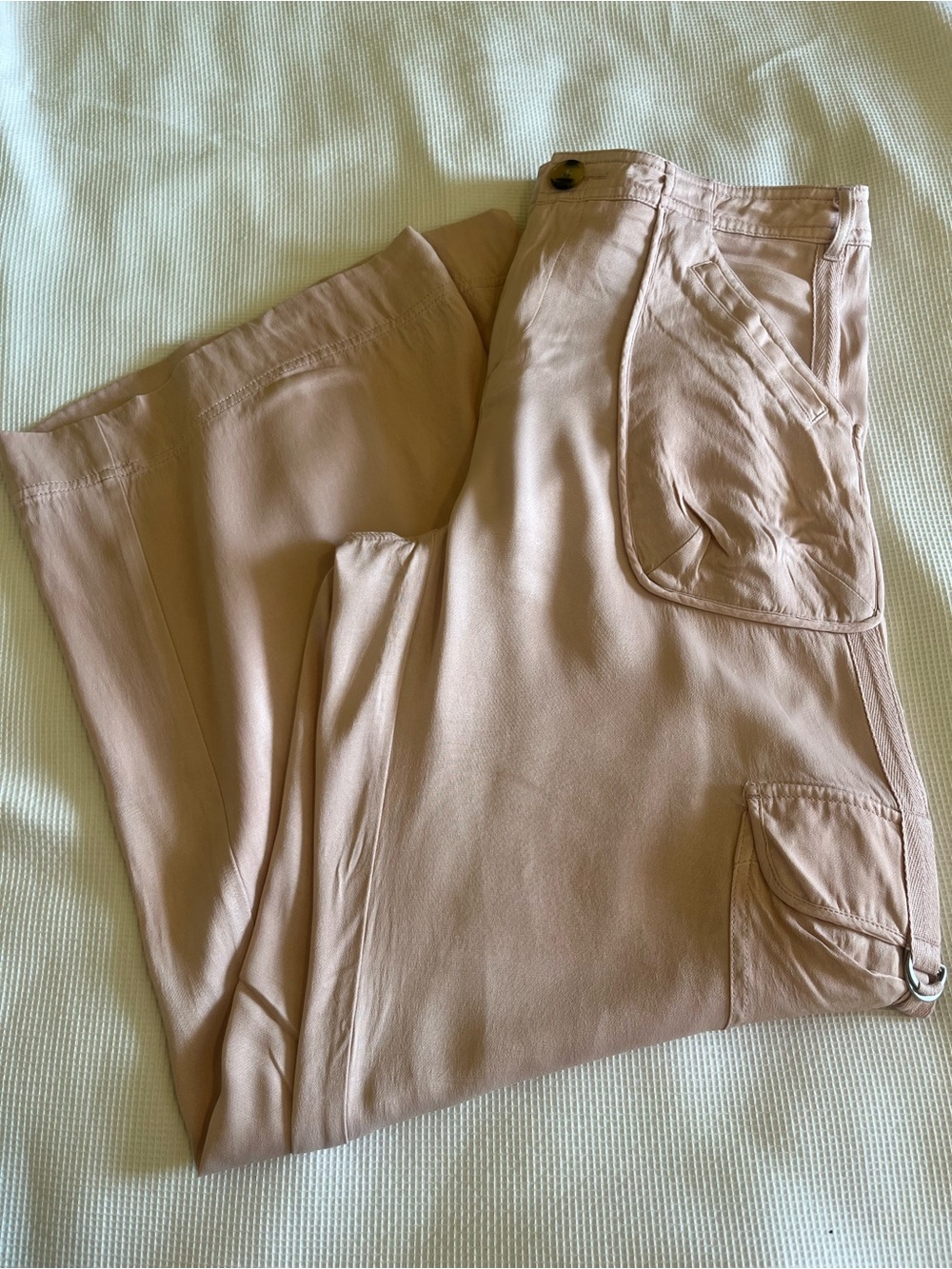 Anthropologie Wide-Leg Cargo Pants - Blush Pink - Picture 3 of 7